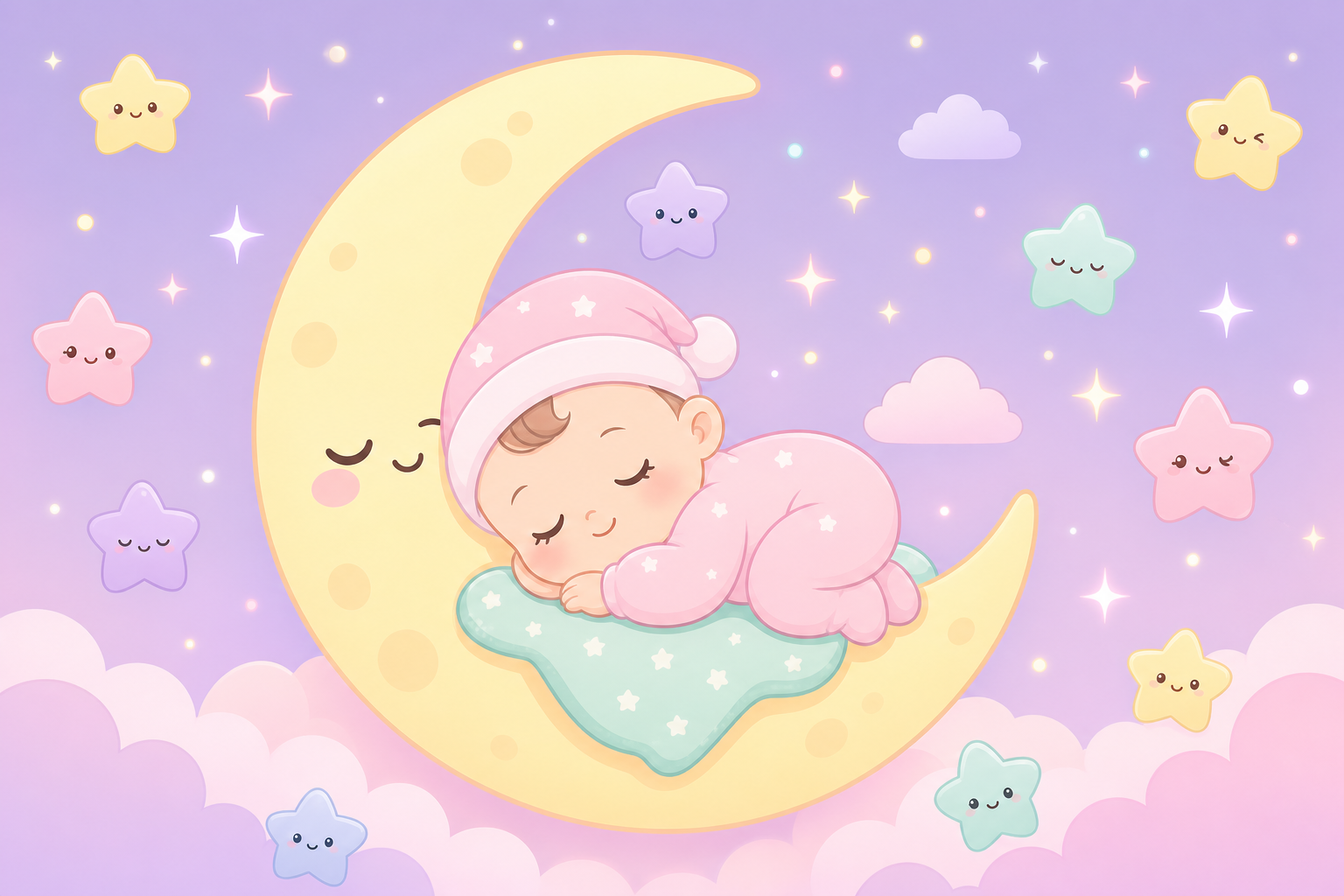 可爱宝宝与小星星装饰插画